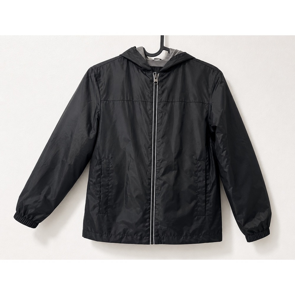 Cherokee Windbreaker Jacket Kids Size S 6/7 Black Excellent Hooded Mesh Lined